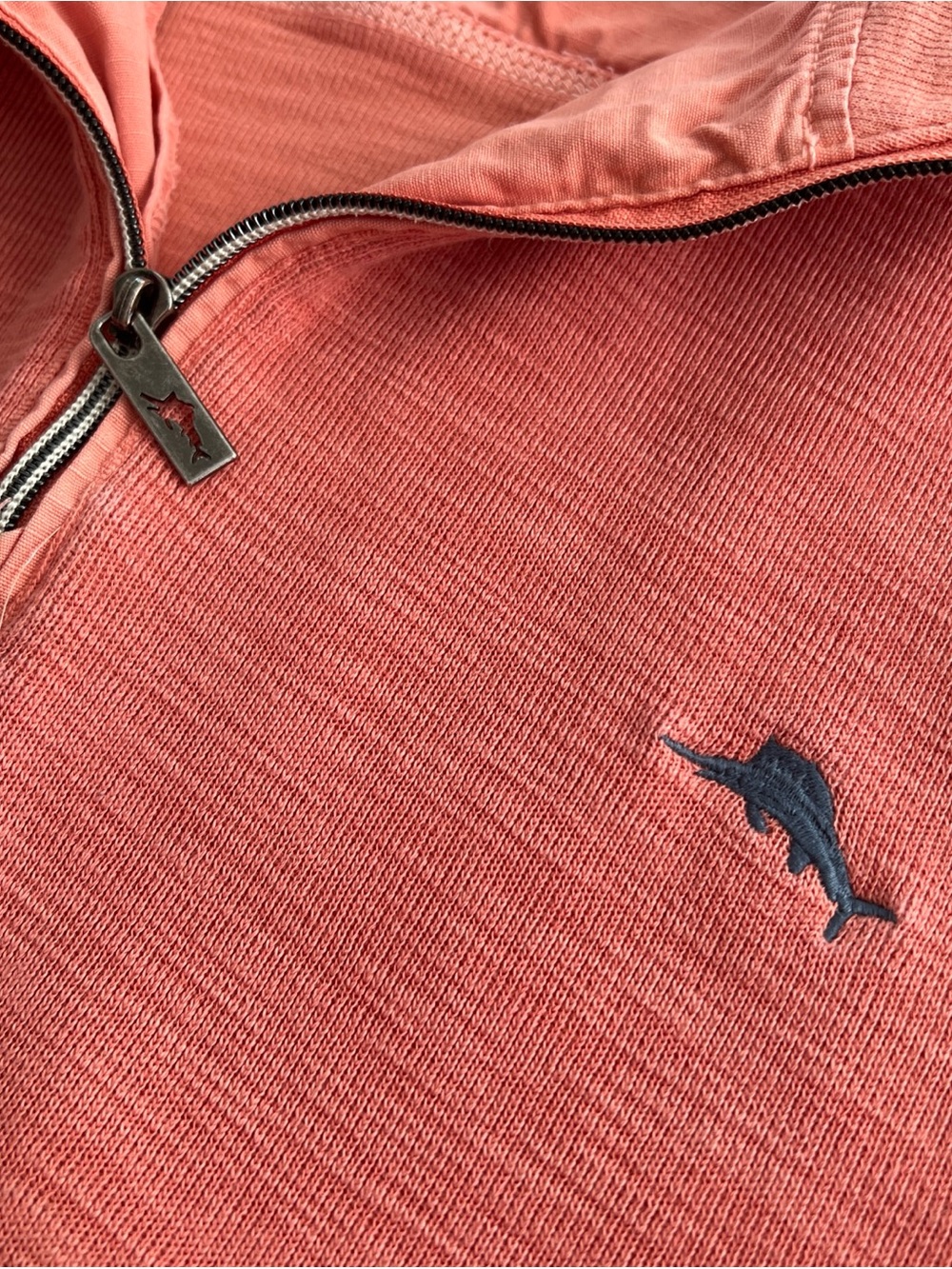 Tommy Bahama 100% Cotton Coral Zip-Up Pullover Sweater - Picture 7 of 13